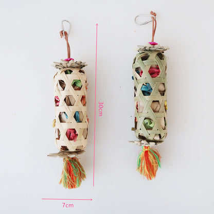 Bamboo Palm Leaf Parrot Chew Toy Hanging Cage Accessory 3