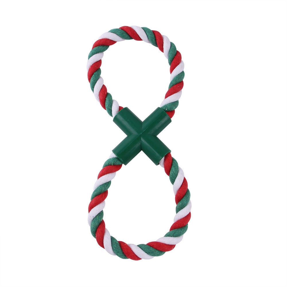 Cotton Dog Rope Toy Christmas Themed Durable Chew Toy 4