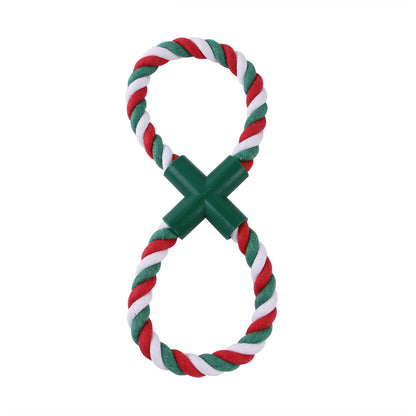 Cotton Dog Rope Toy Christmas Themed Durable Chew Toy 4