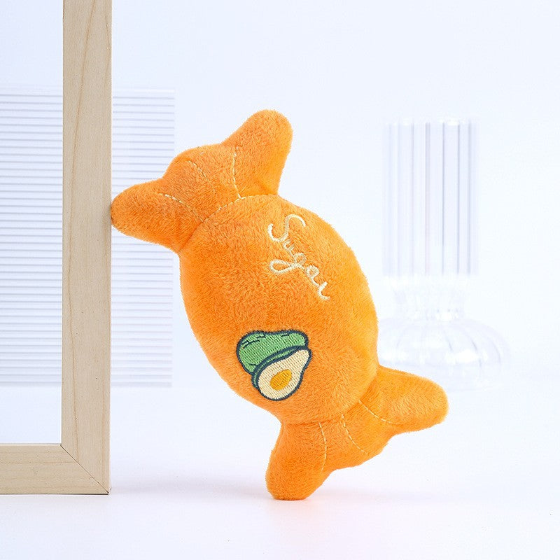 Cartoon Candy Shaped Plush Dog Toy Soft Interactive 3