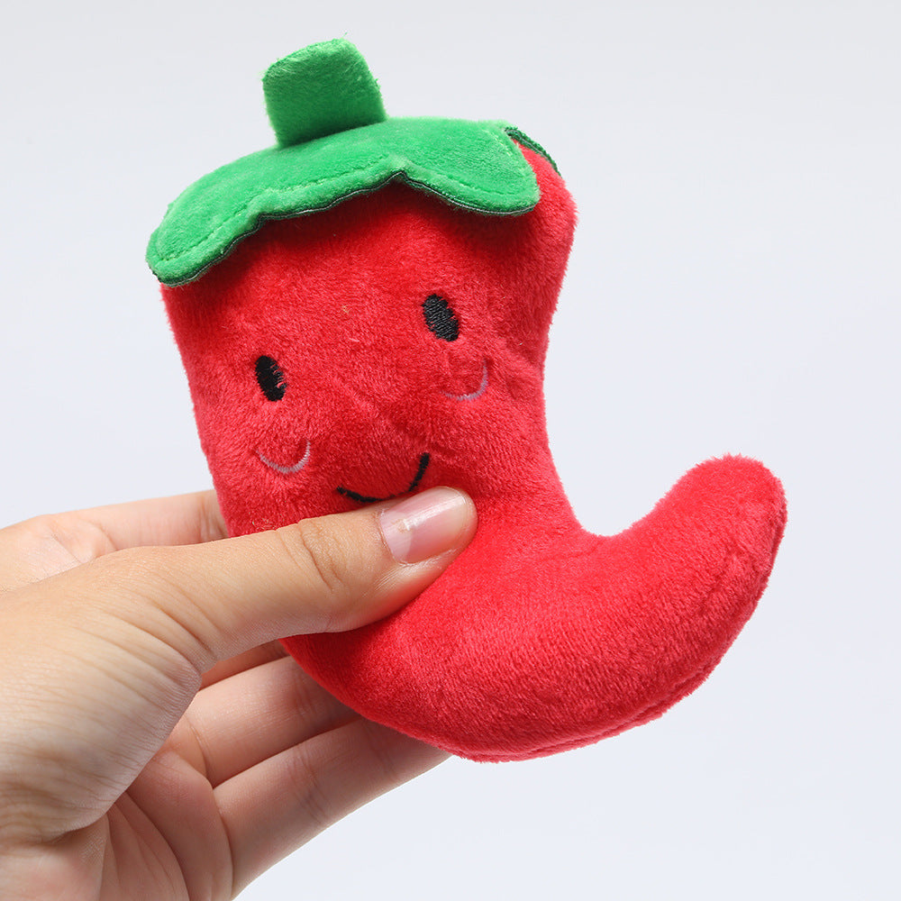 Plush Dog Toy Pepper Shape Soft Interactive Chew Toy 3