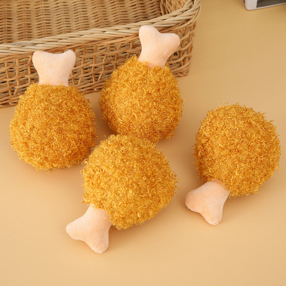 Squeaky Plush Dog Toy Chicken Leg Shape Soft Interactive 4