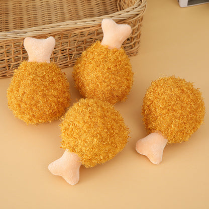 Squeaky Plush Dog Toy Chicken Leg Shape Soft Interactive 4