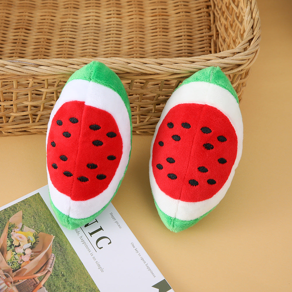 Watermelon Plush Dog Chew Toy Soft Molar Block 14x8cm 3