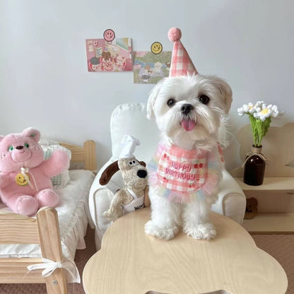 Cotton Polyester Dog Birthday Bib and Hat Set 2 Pack 6