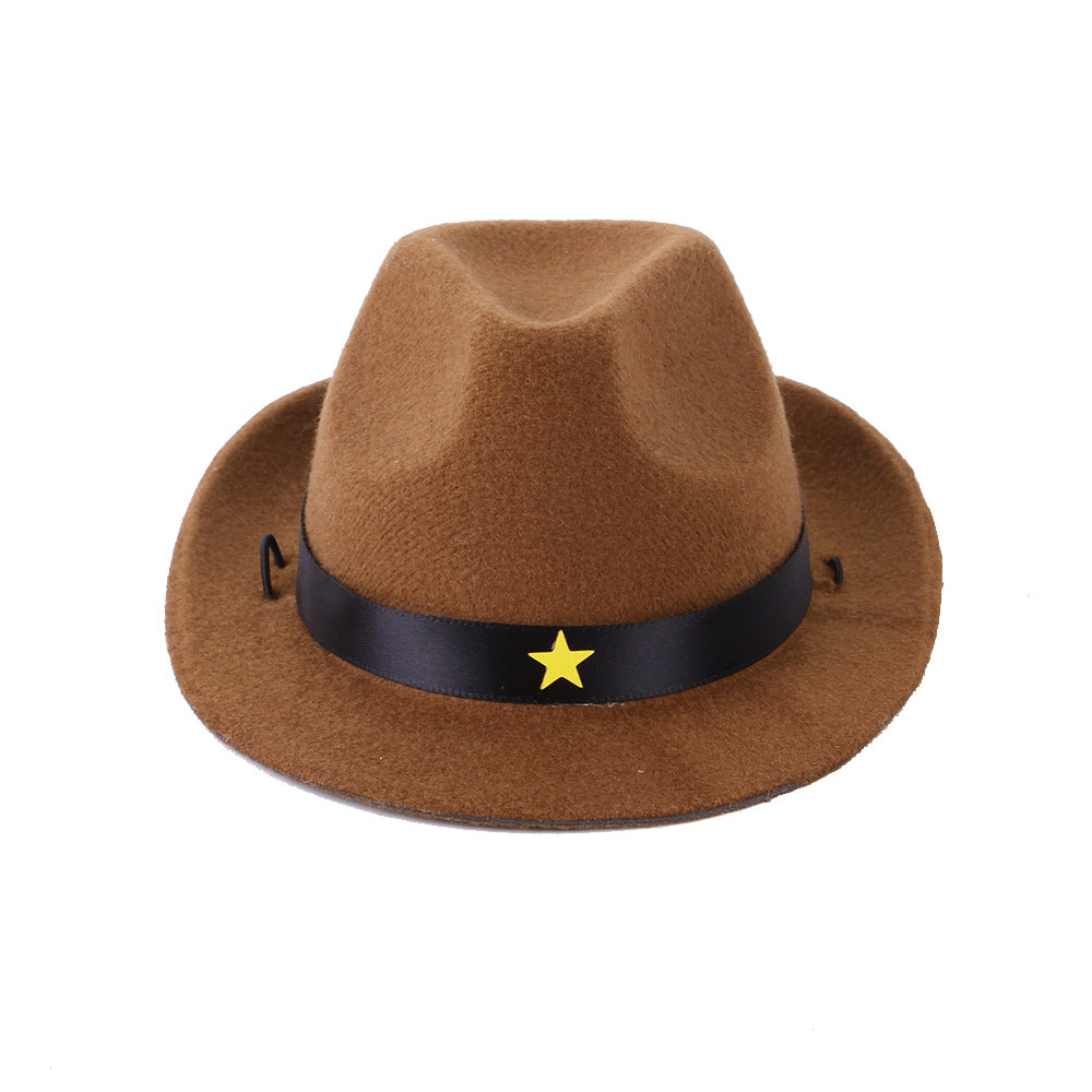 Polyester Dog Cowboy Hat with Star Trim Accessory 4