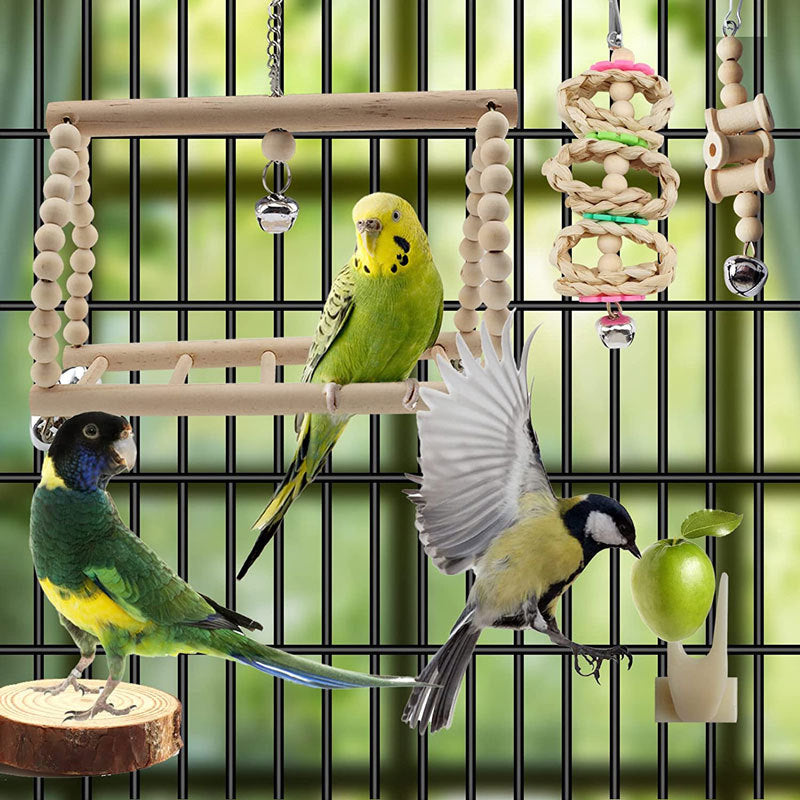 Wooden Parrot Chew Toy Stand Rod Autumn 13 Pack 2