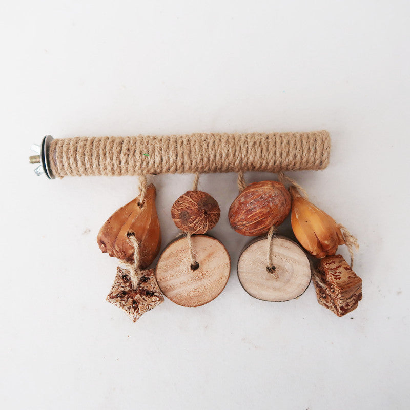 Wooden Parrot Chew Toy Hemp Rope Weaving Stand Stick 3