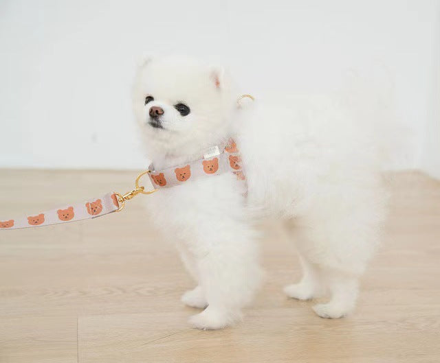 Nylon Dog Harness Adjustable Bear Pattern Lightweight 10