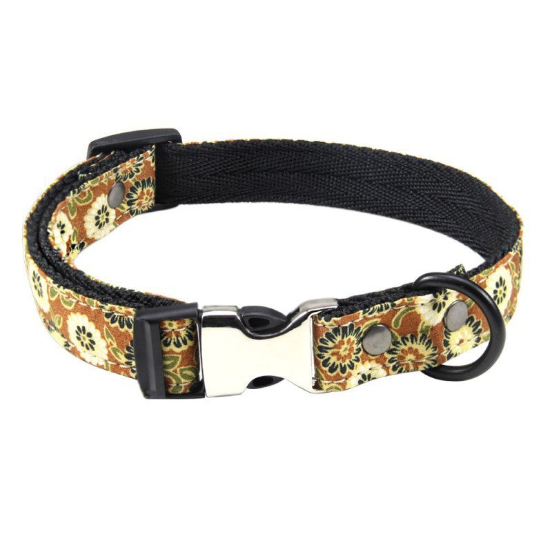 Polyester Floral Dog Collar Adjustable Small Medium Large 8