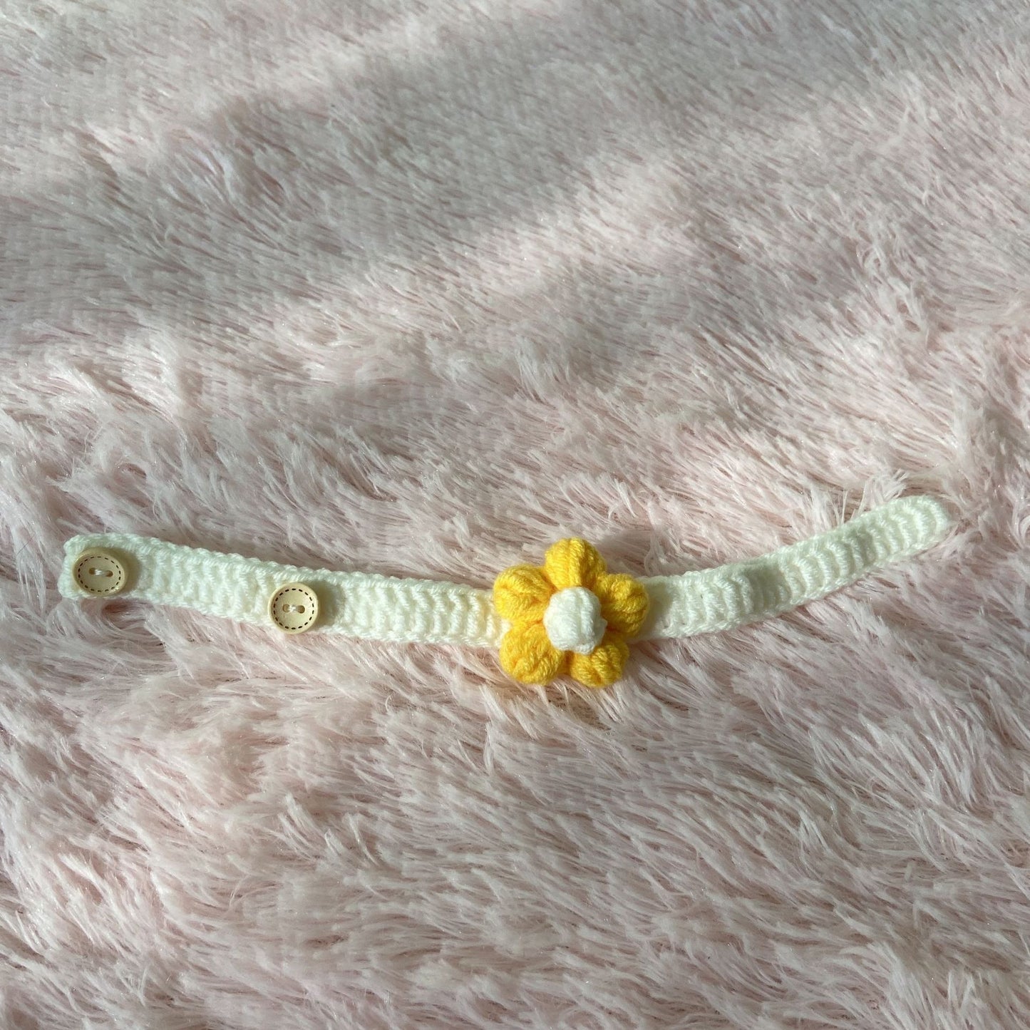 Hand Knitting Yarn Dog Collar with Flower Decoration Adjustable 6