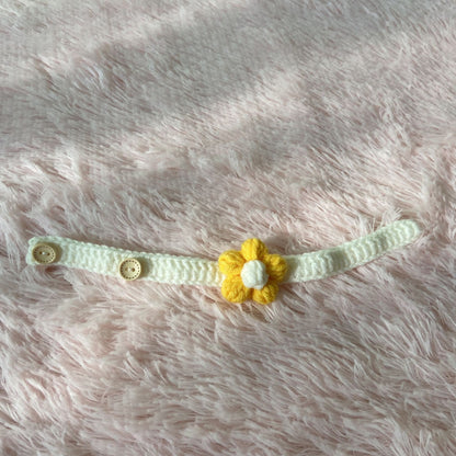 Hand Knitting Yarn Dog Collar with Flower Decoration Adjustable 6