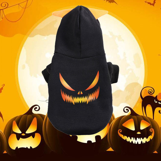 Flannel Dog Hoodie Halloween Pumpkin Design Small Medium Large