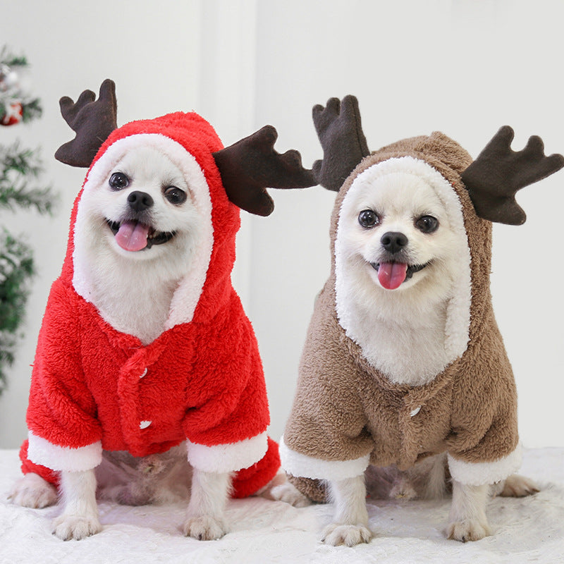 Thickened Warm Coral Fleece Dog Coat Christmas Costume