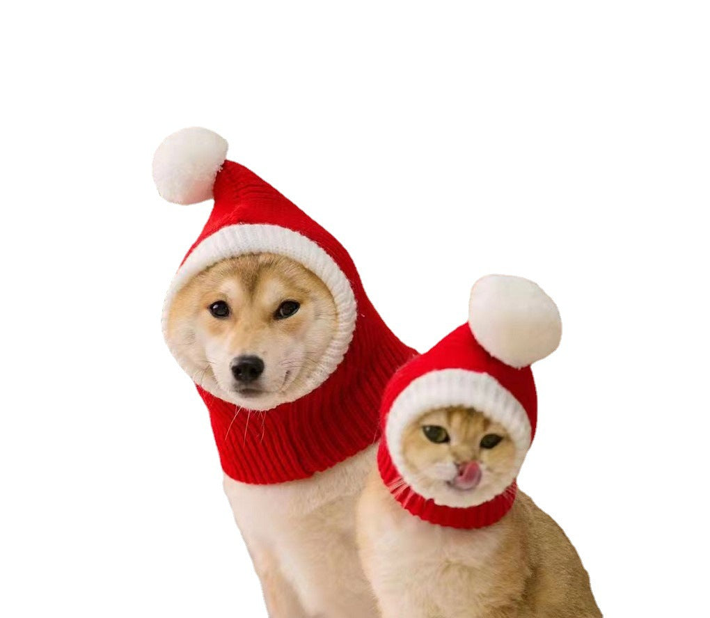 Hand Knitted Dog Hat Christmas Pom Pom Cozy Cover 5