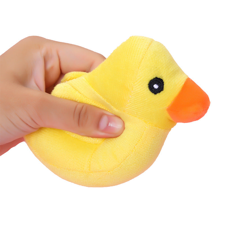 Small Plush Dog Toy Yellow Duck Sounding Soft Squeaky 4