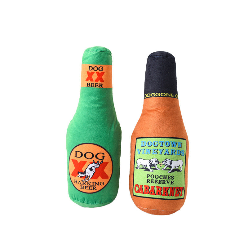 Plush Dog Toy Beer Bottle Soft Interactive Toy 23x8cm 3
