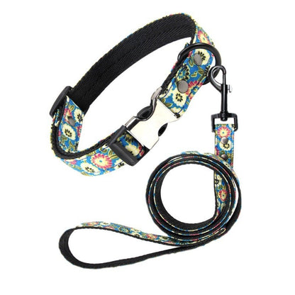 Polyester Floral Dog Collar Adjustable Small Medium Large 2