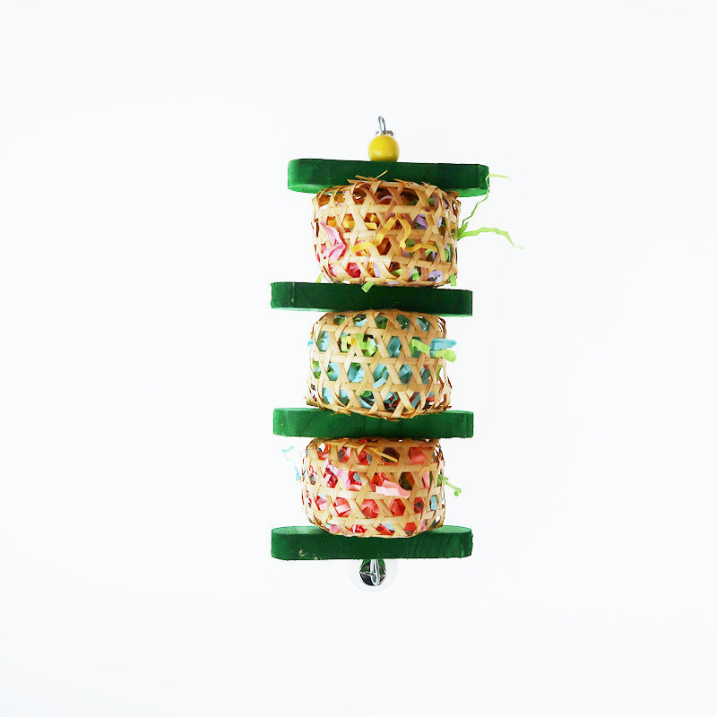 Rattan Parrot Chew Toy Hanging Nibbling String with Paper Scraps 3