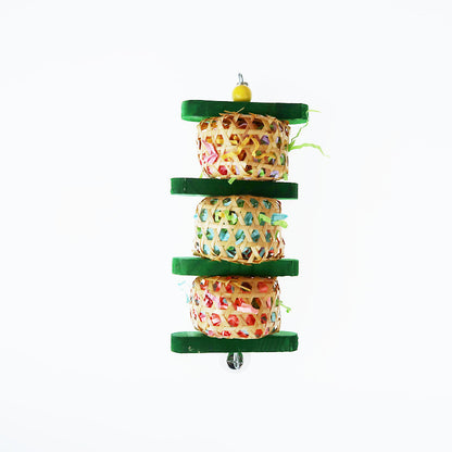 Rattan Parrot Chew Toy Hanging Nibbling String with Paper Scraps 3