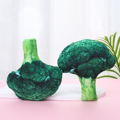 Plush Dog Squeaky Toy Broccoli Shape Soft Interactive 4