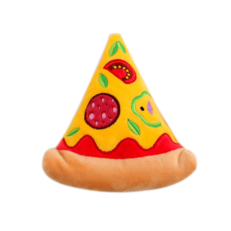 Plush Dog Toy Food Set Hamburger Fries Milk Pizza with Squeakers 4