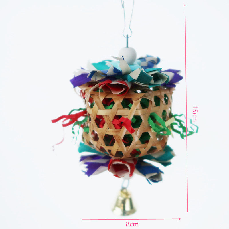 Rattan Wooden Chew Toy Hanging Parrot Foraging Bird Enrichment 2