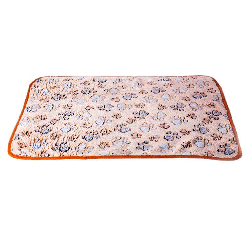Coral Fleece Dog Blanket Soft Warm Paw Print Design 5