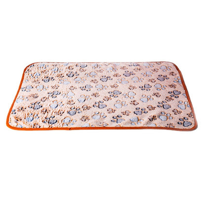 Coral Fleece Dog Blanket Soft Warm Paw Print Design 5