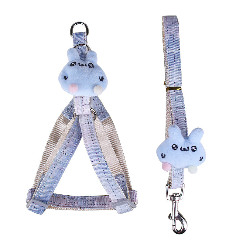 Nylon Dog Harness and Leash Set Rabbit Plush Design 5