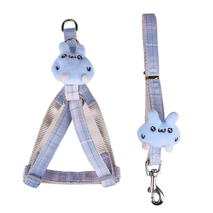 Nylon Dog Harness and Leash Set Rabbit Plush Design 5