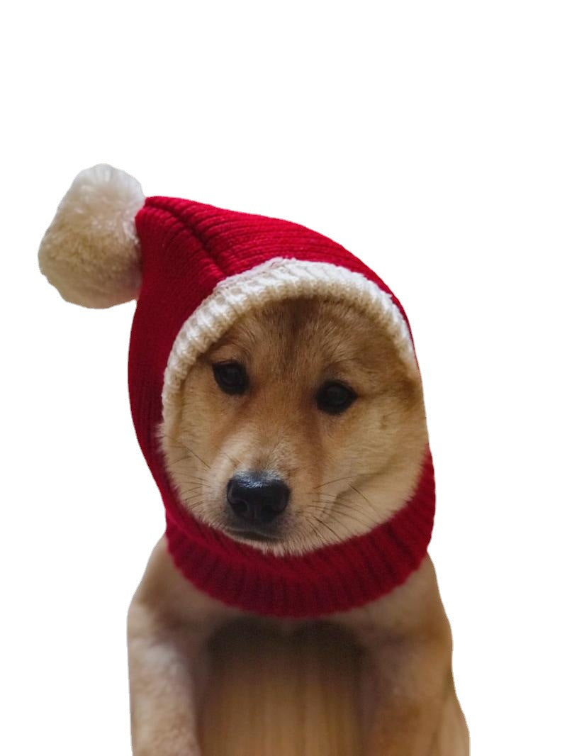 Hand Knitted Dog Hat Christmas Pom Pom Cozy Cover 3
