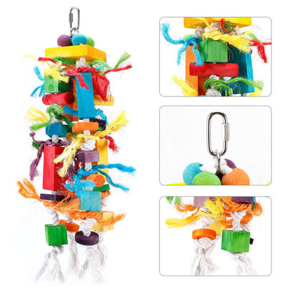 Wooden Parrot Chew Toy Hanging Bird Cage Pendant 25cm 5