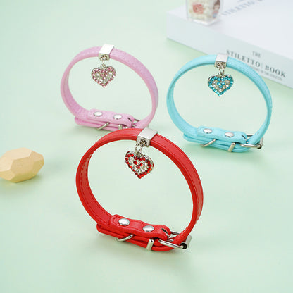 PU Dog Collar Heart Charm Adjustable XS S M Sizes 2