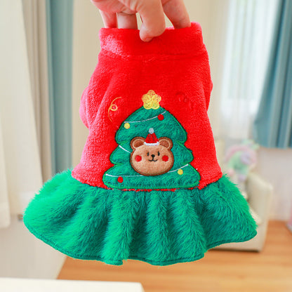 Christmas Tree Dog Costume Skirt Polyester Holiday Outfit 3
