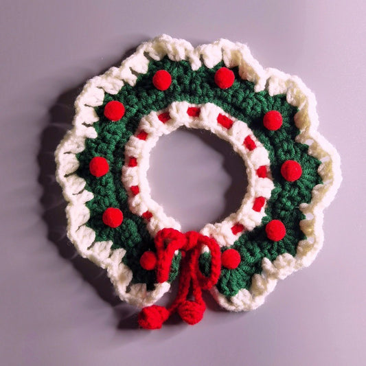 Handmade Knitted Cat Collar Christmas Scarf for Cats