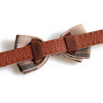 PU Dog Collar British Bow Tie Adjustable S M L Sizes 4