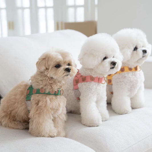 Nylon Dog Harness Adjustable Bear Pattern Lightweight