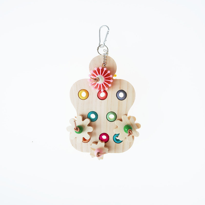 Wooden Parrot Educational Toy Hanging Cage Accessory 12x19cm 4