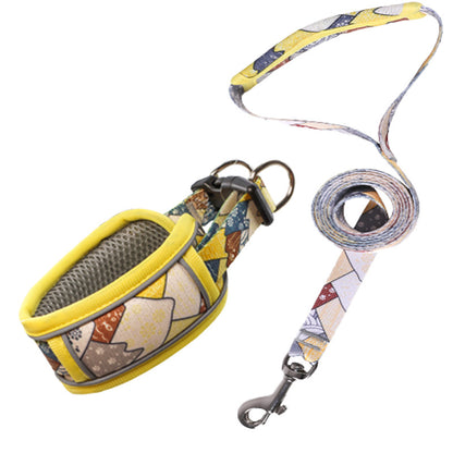 Printed Reflective Dog Collar Adjustable Polyester Material 5