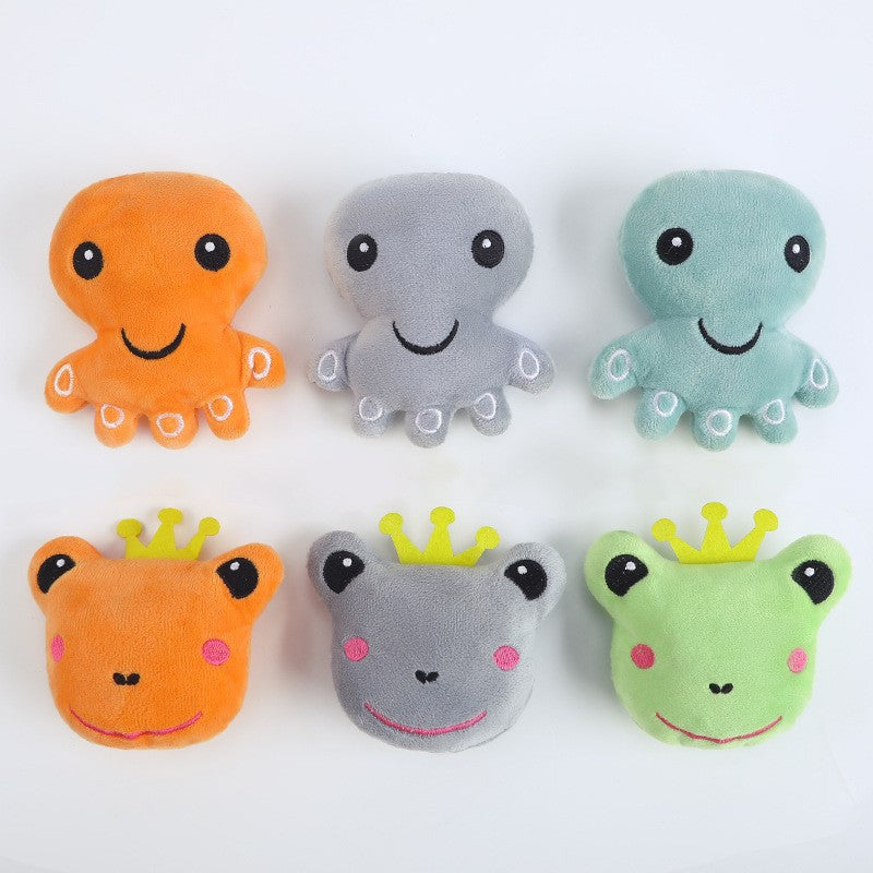 Cartoon Plush Dog Toy Octopus and Frog Soft Squeaky 2