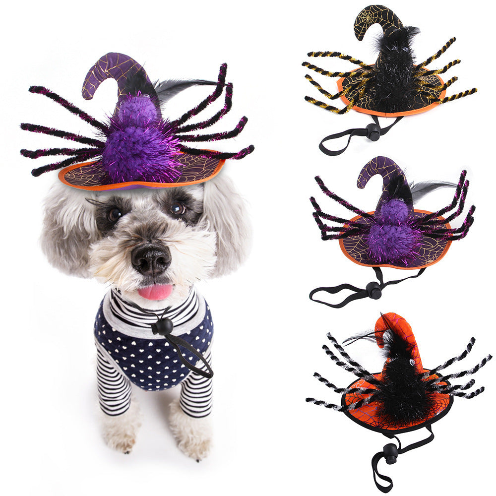 Cloth Dog Costume Halloween Spider Headgear Adjustable