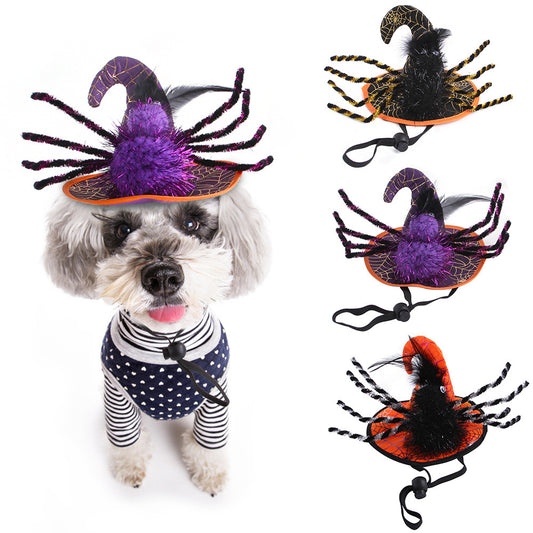 Cloth Dog Costume Halloween Spider Headgear Adjustable