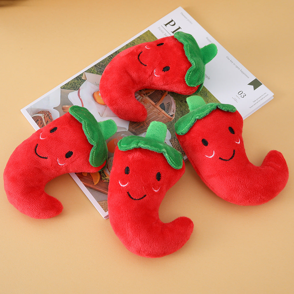 Plush Dog Toy Pepper Shape Soft Interactive Chew Toy 5