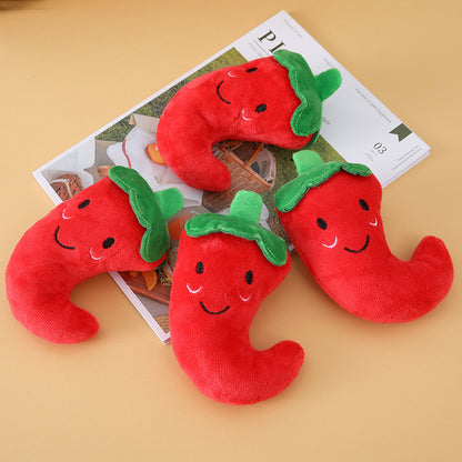 Plush Dog Toy Pepper Shape Soft Interactive Chew Toy 5