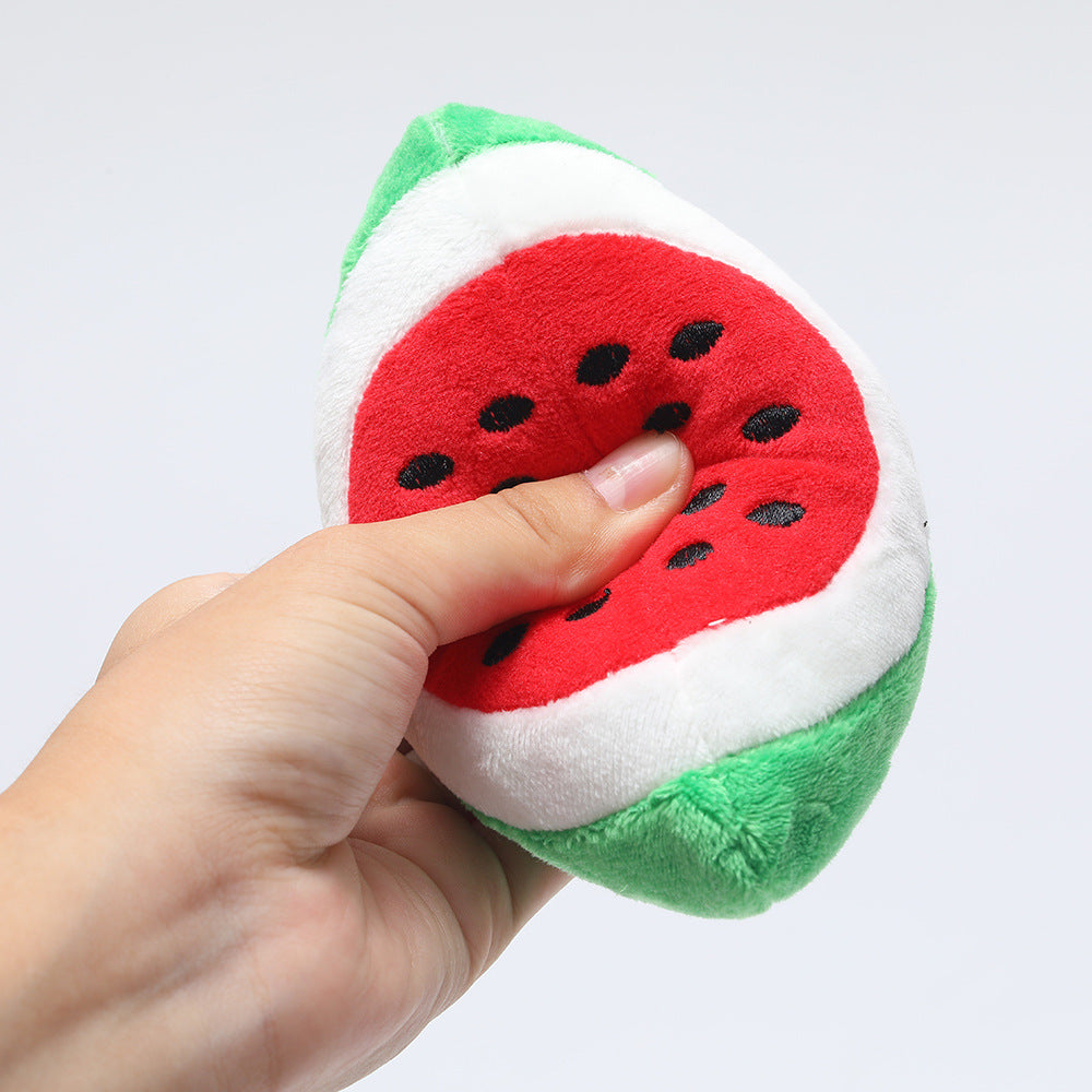 Watermelon Plush Dog Chew Toy Soft Molar Block 14x8cm 4