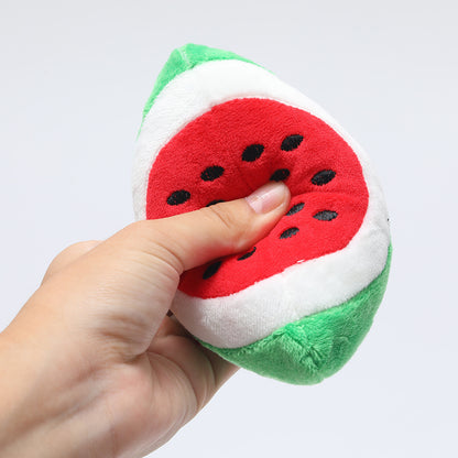 Watermelon Plush Dog Chew Toy Soft Molar Block 14x8cm 4