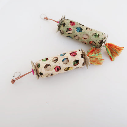 Bamboo Palm Leaf Parrot Chew Toy Hanging Cage Accessory 2
