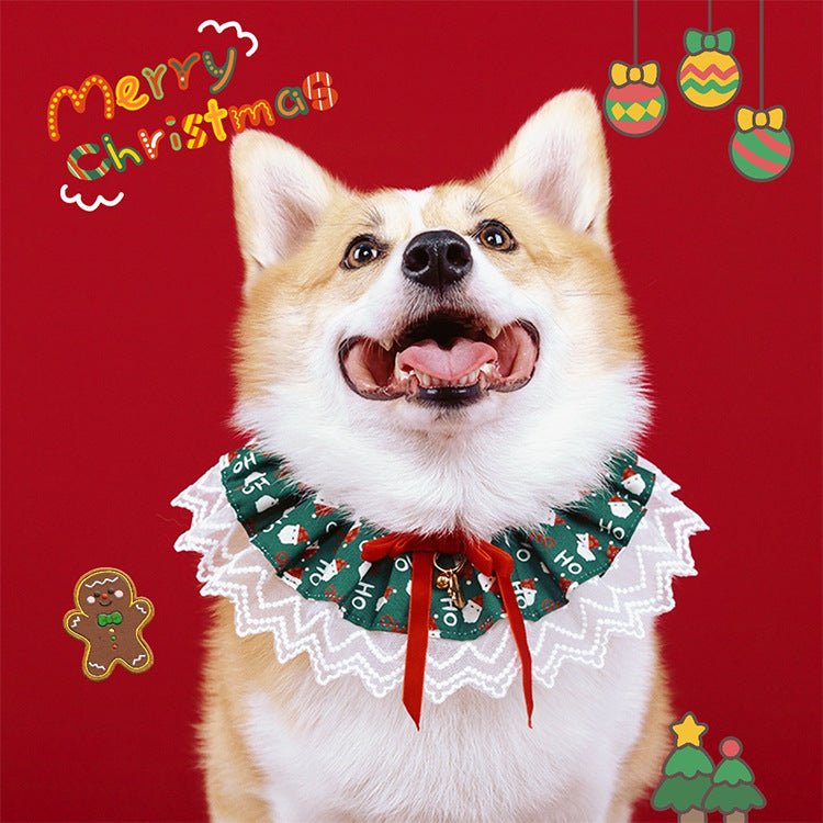 Cotton Dog Bandana Christmas Scarf for Festive Holiday Dress Up