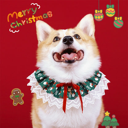 Cotton Dog Bandana Christmas Scarf for Festive Holiday Dress Up